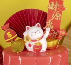 Mèo Thần Tài nhựa Trang Trí Bánh