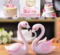 Thiên Nga Hồng nhựa Trang Trí Bánh
